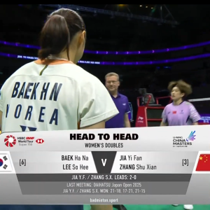 2025年 李宁中国大师赛 SF 白荷娜&李绍希[韩国] vs [中国]贾一凡&张殊贤