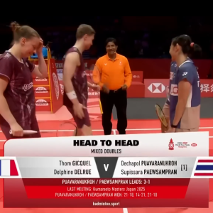 2025年 汇丰世界羽联世界巡回赛总决赛 汤姆·吉凯尔&德尔菲娜·德尔吕[法国] vs [泰国]德差波·普瓦拉努克罗&苏皮萨拉·帕维斯坦帕