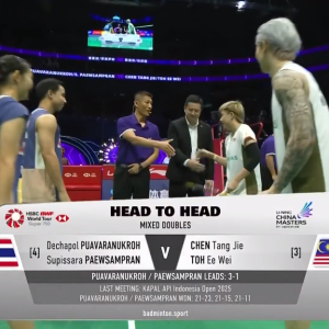 2025年 李宁中国大师赛 F 德差波·普瓦拉努克罗&苏皮萨拉·帕维斯坦帕[泰国] vs [马来西亚]陈堂杰&杜颐沩