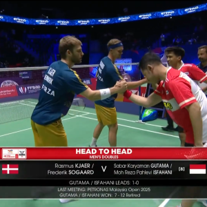 2025年 世界锦标赛 R32 拉斯穆斯·克亚尔&弗雷德里克·瑟高[丹麦] vs [印尼]萨巴尔·卡里亚曼·古塔马&穆罕默德·利萨·巴列维·伊斯法哈尼