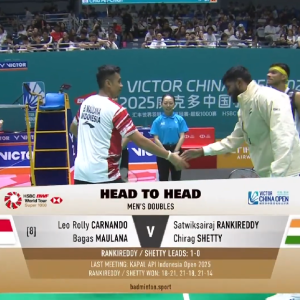 2025年 中国公开赛 R16 里奥·罗利·卡尔南多&巴格斯·毛拉纳[印尼] vs [印度]萨特维克·赛拉杰·兰基雷迪&奇拉格·钱德拉谢卡尔·谢提