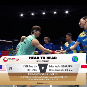 2025年 全英公开赛 R32 陈堂杰&杜颐沩[马来西亚] vs [印尼]雷汉·瑙法勒·库沙尔扬托&格罗里亚·埃马努埃莱·维德佳佳