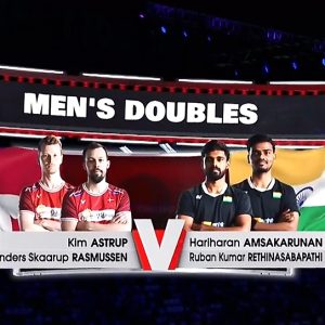 2025年 苏迪曼杯 金·阿斯特鲁普&安德斯·斯考劳普·拉斯姆森[丹麦] vs [印度]哈里哈兰·阿姆萨卡鲁南&鲁班·库马尔·雷蒂纳萨巴蒂