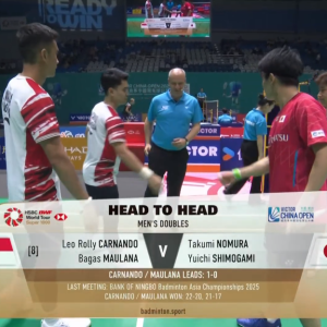 2025年 中国公开赛 R32 里奥·罗利·卡尔南多&巴格斯·毛拉纳[印尼] vs [日本]野村拓海&霜上雄一