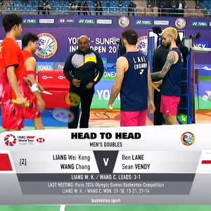 2025年 印度公开赛 R16 梁伟铿&王昶[中国] vs [英格兰]本·莱恩&肖恩·文迪