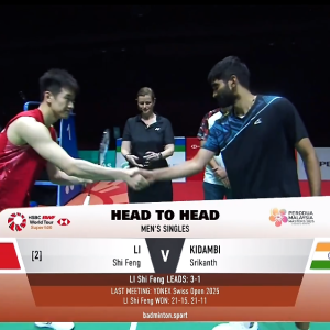 2025年 马来西亚大师赛 F 李诗沣[中国] vs [印度]斯里坎特·纳马尔瓦尔·基丹比