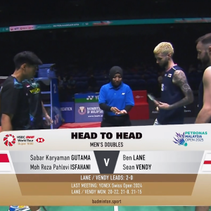 2025年 马来西亚公开赛 R16 萨巴·卡亚曼·咖塔曼&穆罕默德·利萨·巴列维·伊斯法哈尼[印尼] vs [丹麦]本·莱恩&肖恩·文迪