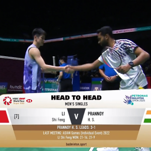 2025年 马来西亚公开赛 R16 李诗沣[中国] vs [印度]普兰诺伊·哈西纳·苏尼尔·库马尔