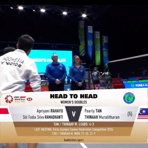 2025年 全英公开赛 R16 阿皮里安尼·拉哈尤&茜蒂·法迪亚·席尔瓦·拉马丹蒂[印尼] vs [马来西亚]陈康乐&蒂娜·穆拉利塔兰