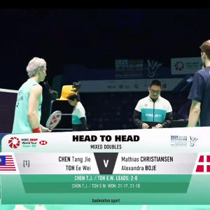2025年 澳门公开赛 SF 陈堂杰&杜颐沩[马来西亚] vs [丹麦]马蒂亚斯·克里斯蒂安森&亚历山德拉·博尔