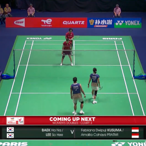 2025年 世界锦标赛 R16 白荷娜&李绍希[韩国] vs [印尼]法布里安娜·德维普吉·库苏马&阿玛莉亚·卡哈亚·普拉蒂维