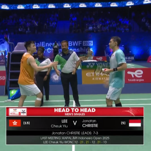2025年 世界锦标赛 R16 李卓耀[中国香港] vs [印尼]乔纳坦·克里斯蒂