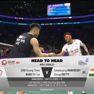 2025年 李宁中国大师赛 R16 邱相榤&王齐麟[中国台北] vs [印度]萨特维克·赛拉杰·兰基雷迪&奇拉格·钱德拉谢卡尔·谢提