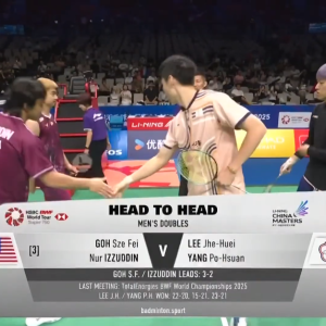 2025年 李宁中国大师赛 R16 吴世飞&努尔·伊祖丁·鲁姆萨尼[马来西亚] vs [中国台北]李哲辉&杨博轩