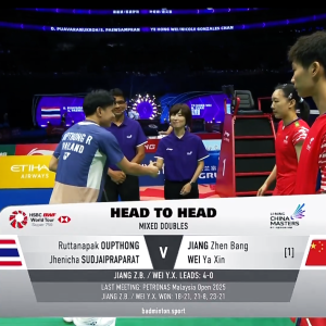 2025年 李宁中国公开赛 QF 鲁塔纳帕克·欧普通&杰尼查·苏杰帕拉特[泰国] vs [中国]蒋振邦&魏雅欣