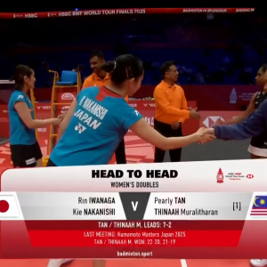 2025年 汇丰世界羽联世界巡回赛总决赛 岩永铃&中西贵映[日本] vs [马来西亚]陈康乐&蒂娜·穆拉利塔兰
