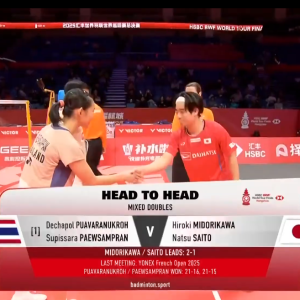 2025年 汇丰世界羽联世界巡回赛总决赛 德差波·普瓦拉努克罗&苏皮萨拉·帕维斯坦帕[泰国] vs [日本]绿川大辉&斋藤夏