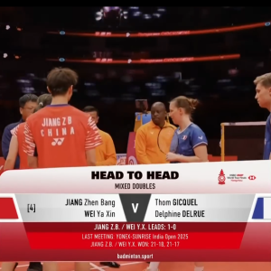2025年 汇丰世界羽联世界巡回赛总决赛 蒋振邦&魏雅欣[中国] vs [法国]汤姆·吉凯尔&德尔菲娜·德尔吕
