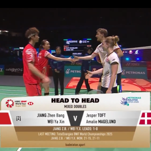 2026年 马来西亚公开赛 SF 蒋振邦&魏雅欣[中国] vs [丹麦]杰斯帕·托夫特&艾米丽·麦格兰德