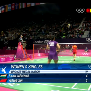 2012年 伦敦奥运会 女单铜牌赛  尼瓦尔[印度] vs [中国]汪鑫