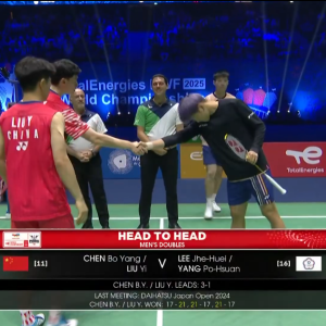 2025年 世界锦标赛 男双 QF 陈柏阳&刘毅[中国] vs [中国台北]李哲辉&杨博轩