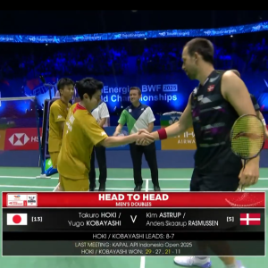 2025年 世界锦标赛 男双 QF 保木卓朗&小林优吾[日本] vs [丹麦]金·阿斯特鲁普&安德斯·斯考劳普·拉斯姆森