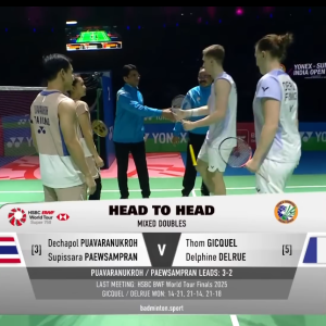 2026年 印度公开赛 混双 QF 德差波·保乌拉努科&苏皮萨拉·帕维斯坦帕[泰国] vs [法国]汤姆·吉凯尔&德尔菲娜·德尔吕